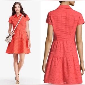 Diane Von Furstenberg Skylar Eyelet Dress – Ocean Coral – Size 6